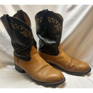 Ariat Mens Size 11 EE Black Brown Leather Cowboy Western Roper Boots